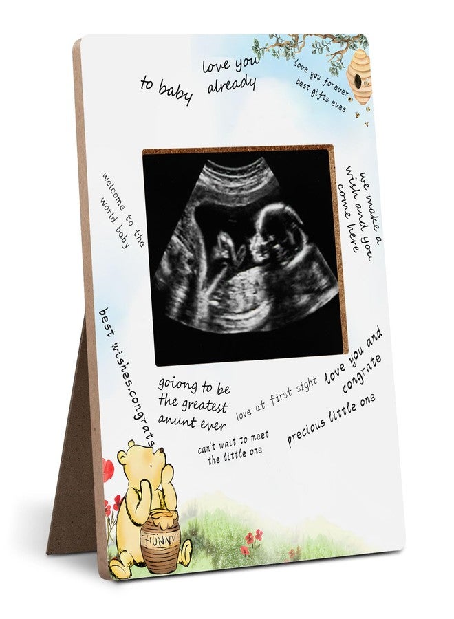 Hatzelou Winnie Baby Shower Sign Picture Frame, Classic Pooh Sonogram Picture Frame, Baby Shower Sign in Guest Book Frame, Winnie Party Supplies, Gender Reveal - Image 1